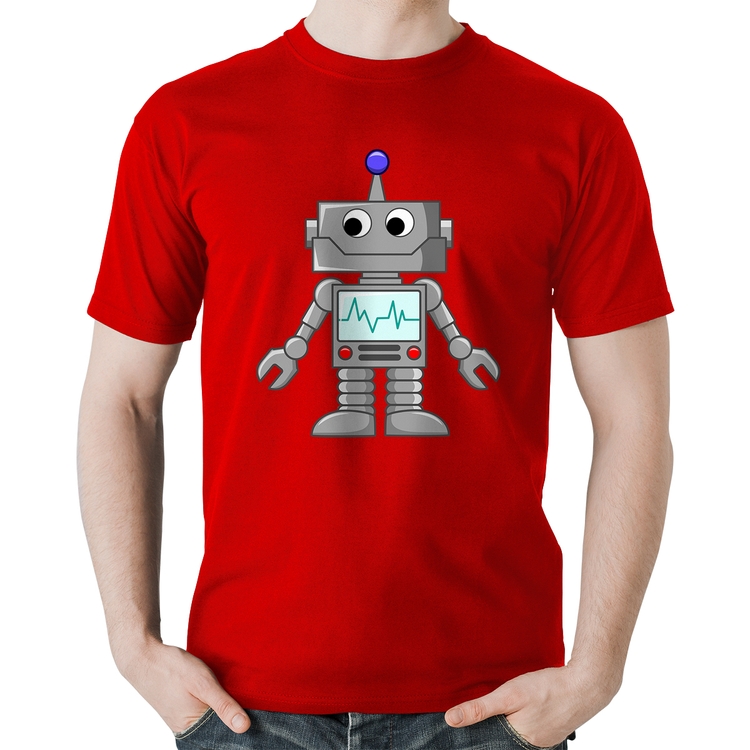 Camiseta Algodão Robozinho - Vermelha