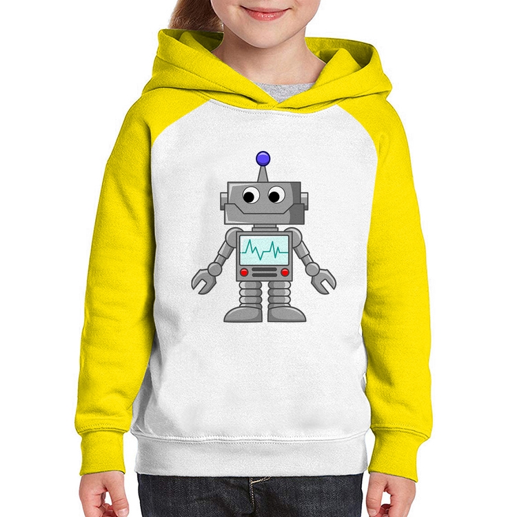 Moletom Infantil Robozinho - Branco/Amarelo