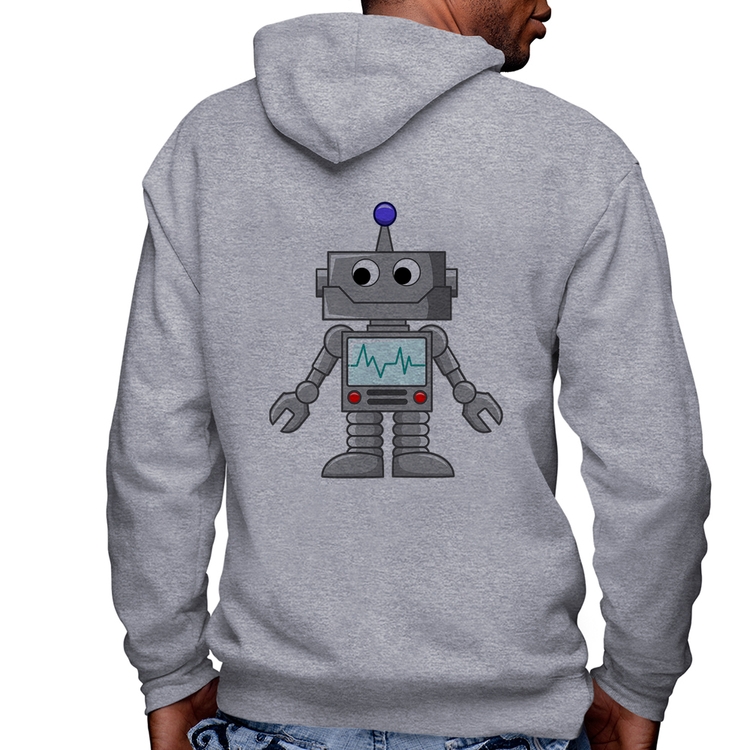 Blusa Moletom Robozinho Masculina com Capuz e Zíper - Mescla
