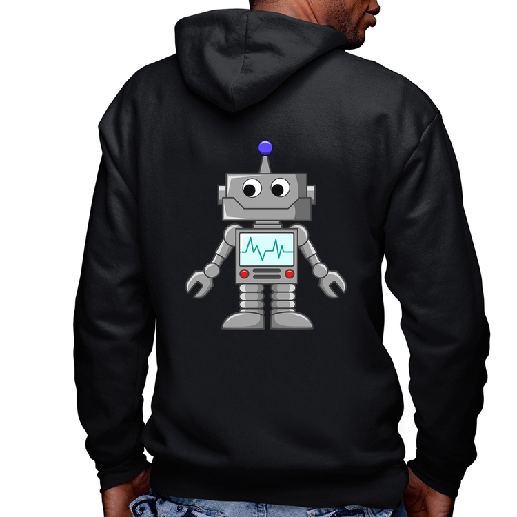 Blusa Moletom Robozinho Masculina com Capuz e Zíper