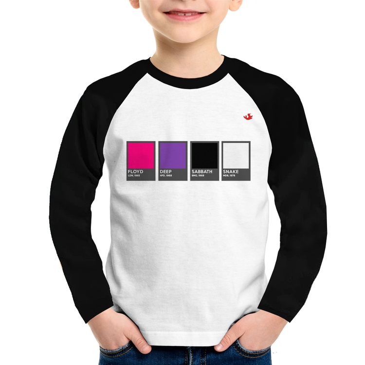 Camiseta Raglan Infantil Rock Color Guide Manga Longa
