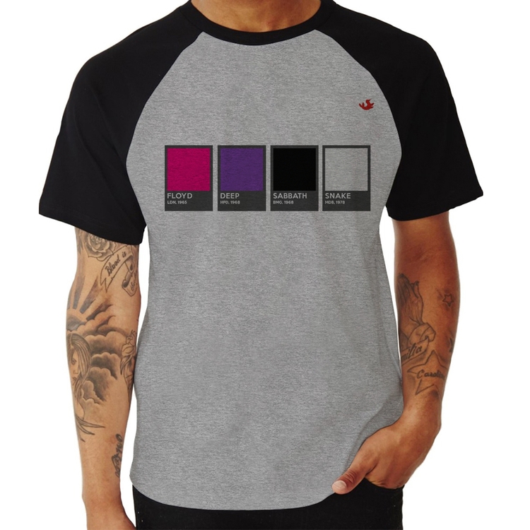 Camiseta Raglan Rock Color Guide - Cinza/Preto