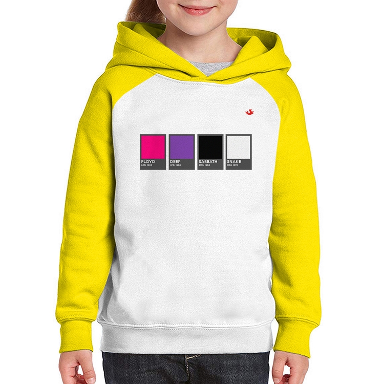 Moletom Infantil Rock Color Guide - Branco/Amarelo