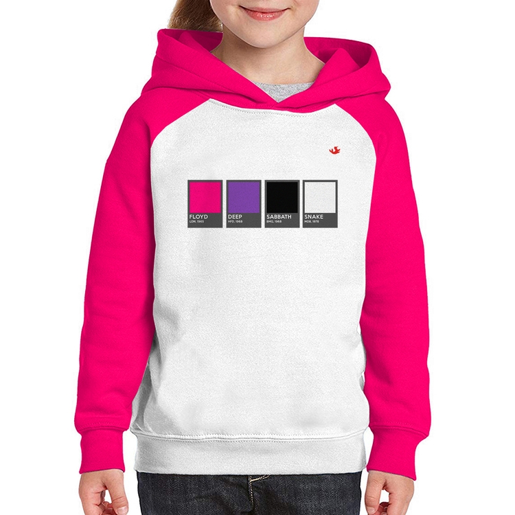 Moletom Infantil Rock Color Guide - Branco/Rosa