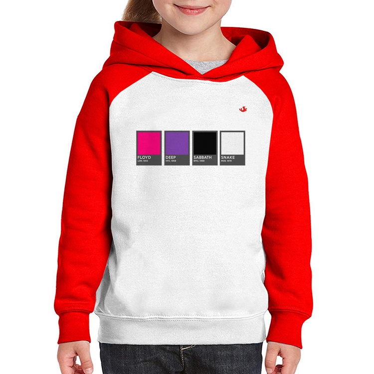Moletom Infantil Rock Color Guide - Branco/Vermelho