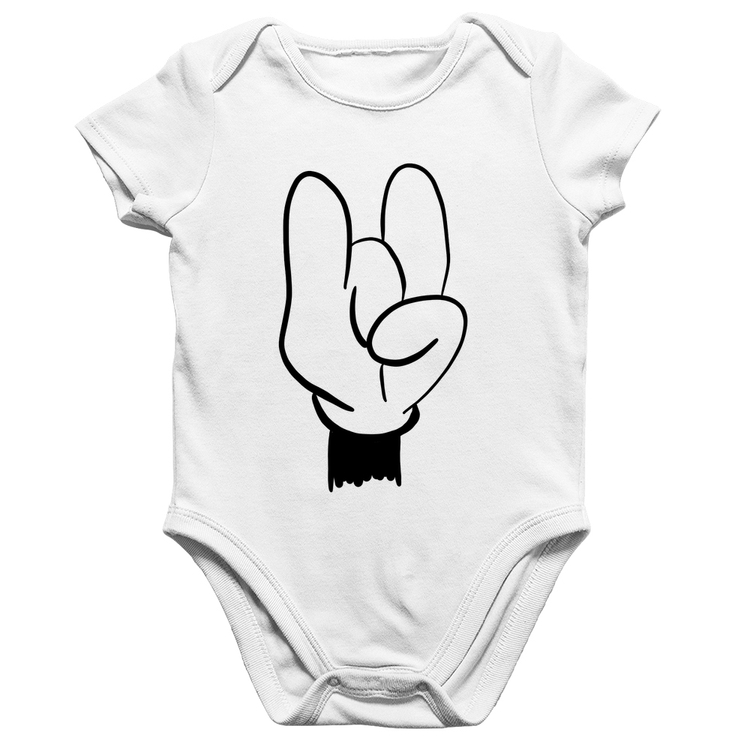 Body Bebê Algodão Rock Hand - Branco