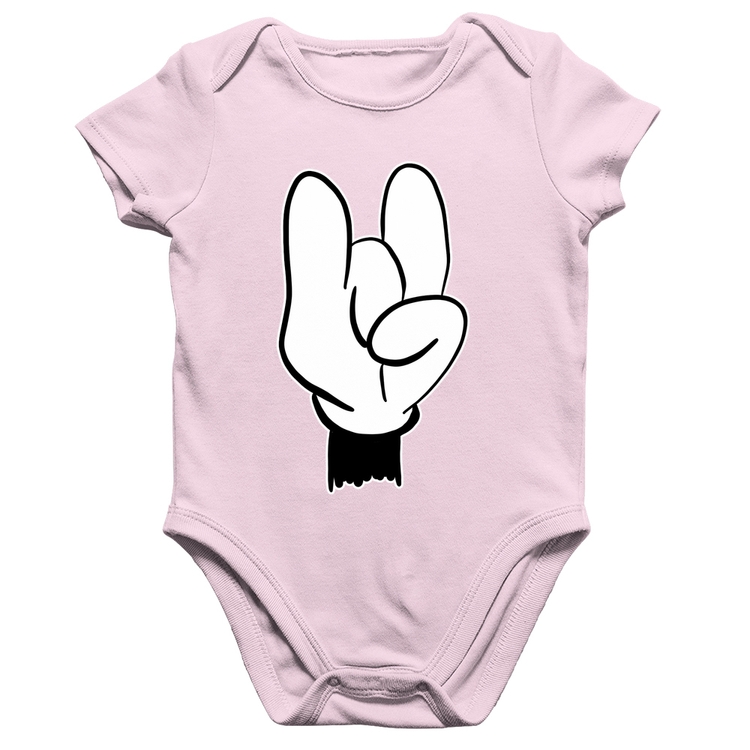 Body Bebê Algodão Rock Hand - Rosa Bebê