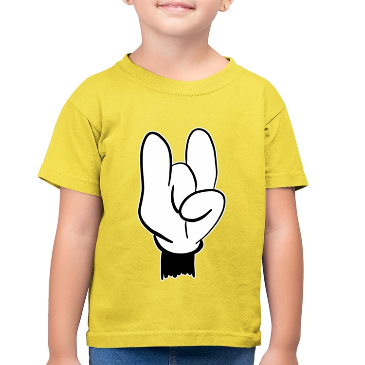 Camiseta Algodão Infantil Rock Hand - Amarelo Canário
