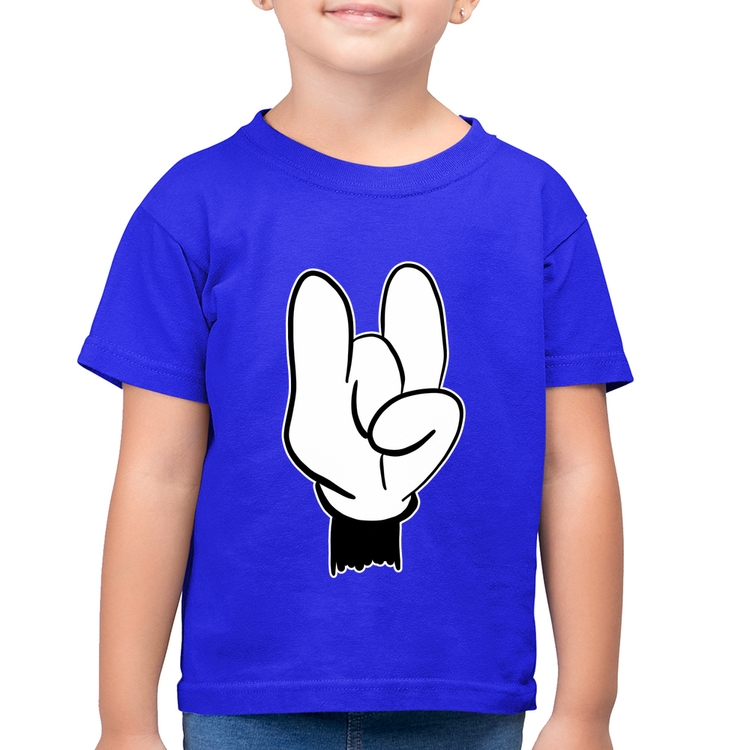 Camiseta Algodão Infantil Rock Hand - Azul Royal