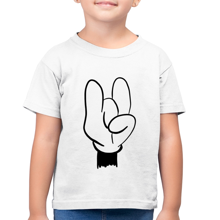 Camiseta Algodão Infantil Rock Hand - Branca