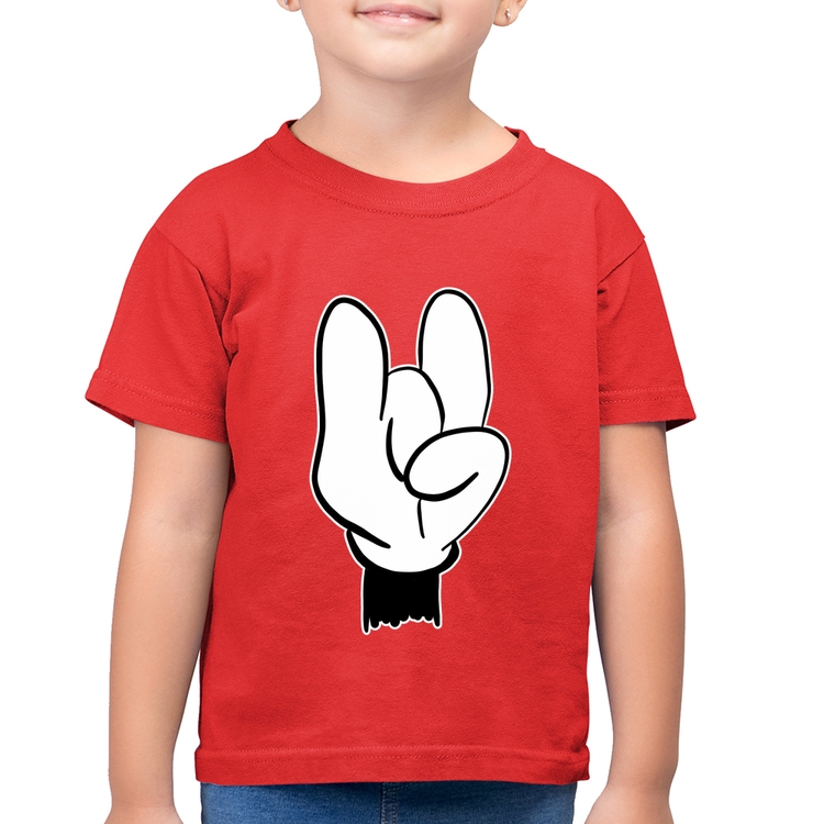 Camiseta Algodão Infantil Rock Hand - Vermelha
