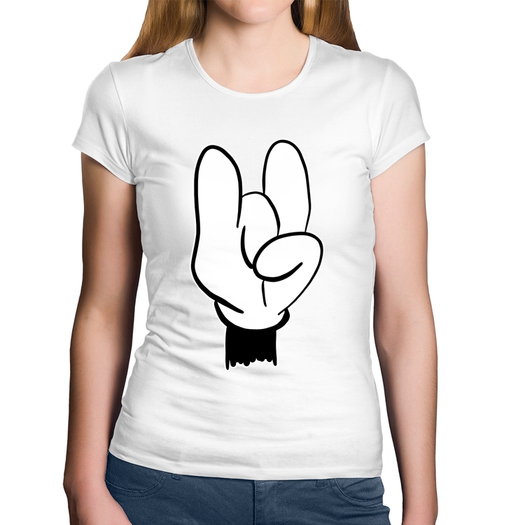 Baby Look Algodão Rock Hand - Branca