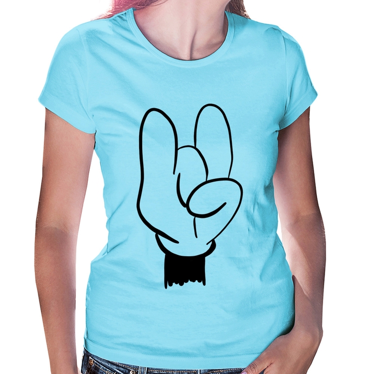 Baby Look Rock Hand - Azul Bebê