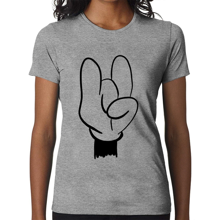 Baby Look Rock Hand - Cinza