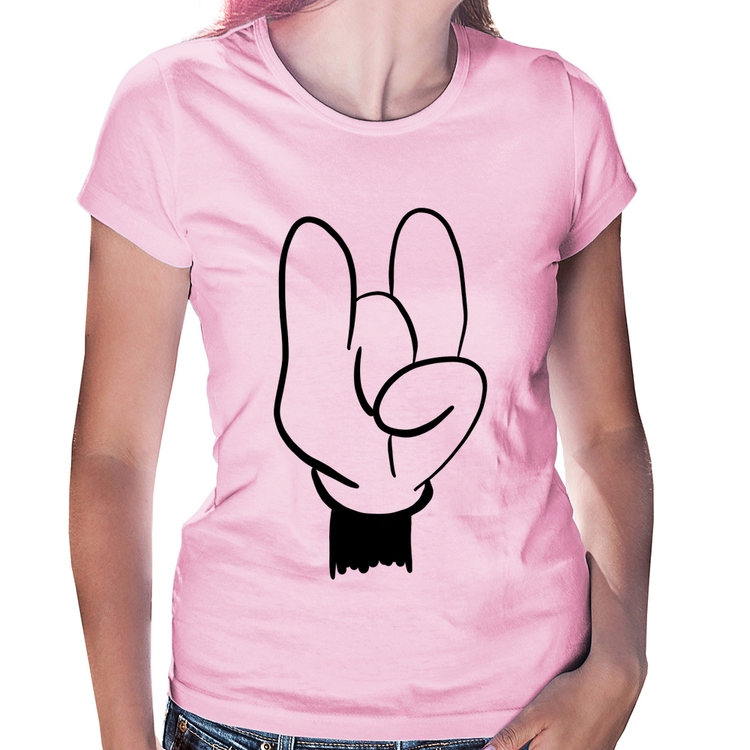 Baby Look Rock Hand - Rosa Bebê