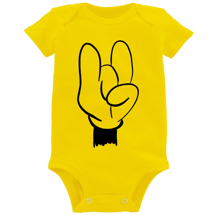 Body Bebê Rock Hand - Amarelo