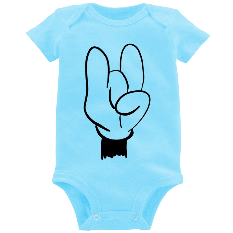 Body Bebê Rock Hand - Azul Bebê