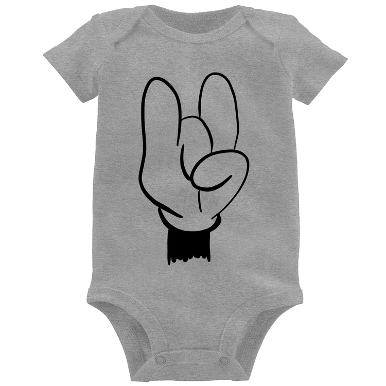Body Bebê Rock Hand - Cinza