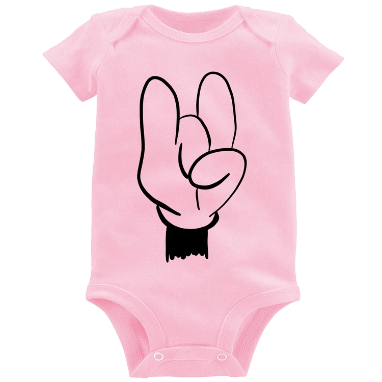Body Bebê Rock Hand - Rosa Bebê
