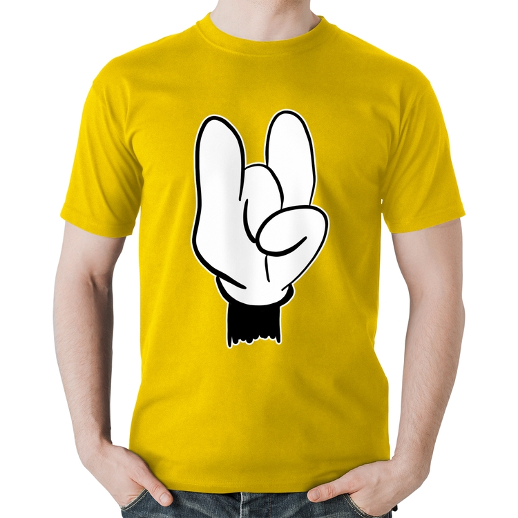 Camiseta Algodão Rock Hand - Amarela