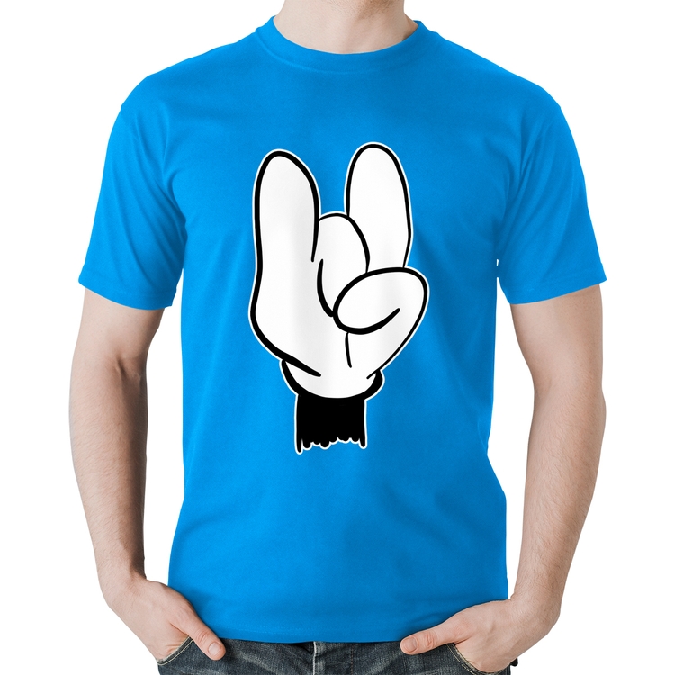 Camiseta Algodão Rock Hand - Azul