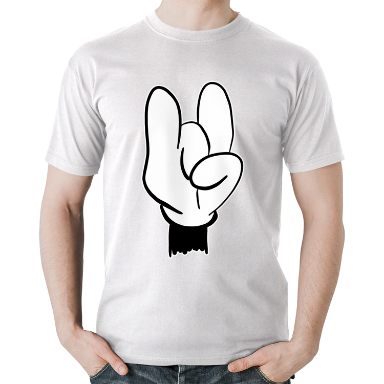 Camiseta Algodão Rock Hand - Branca