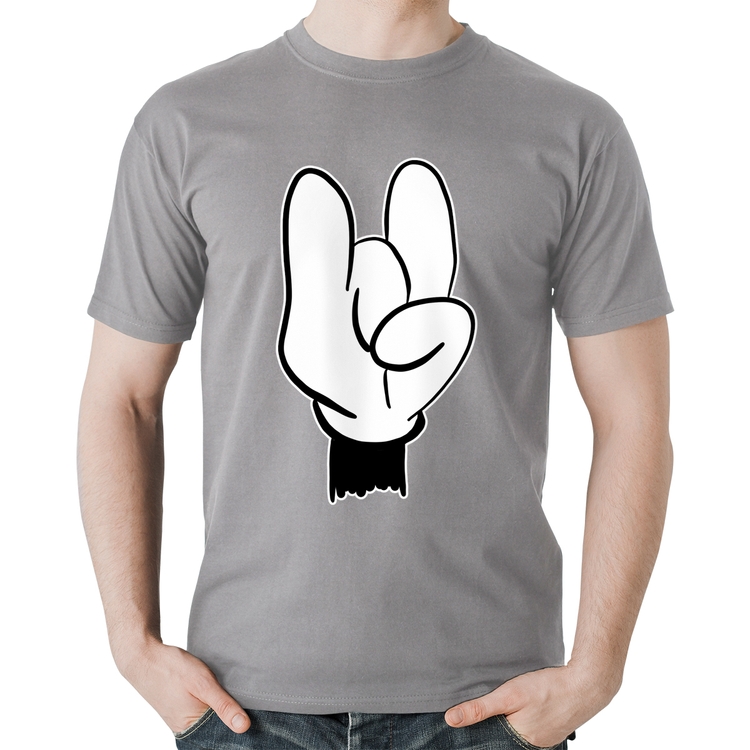 Camiseta Algodão Rock Hand - Cinza