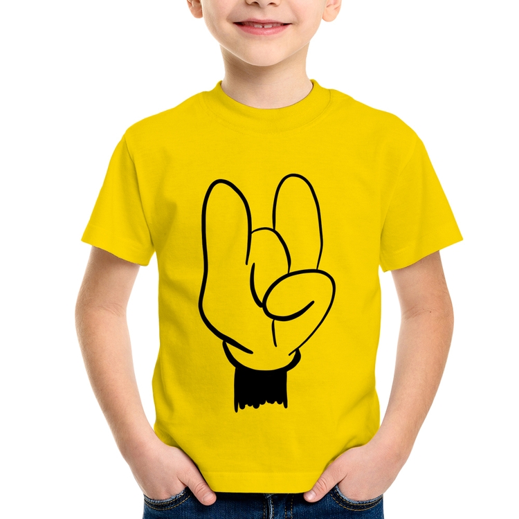 Camiseta Infantil Rock Hand - Amarela