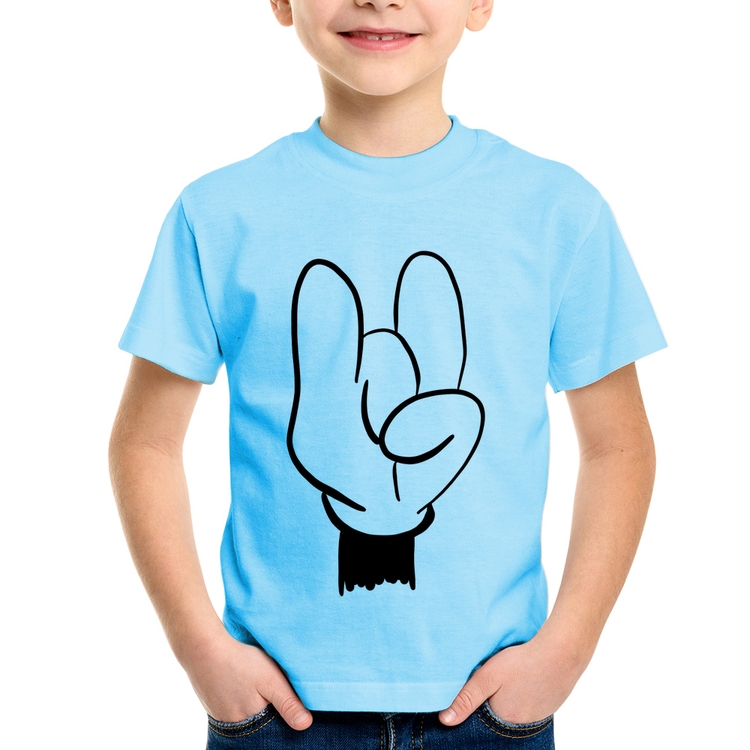 Camiseta Infantil Rock Hand - Azul Bebê