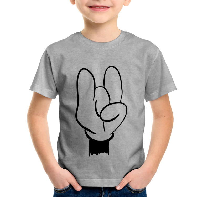 Camiseta Infantil Rock Hand - Cinza