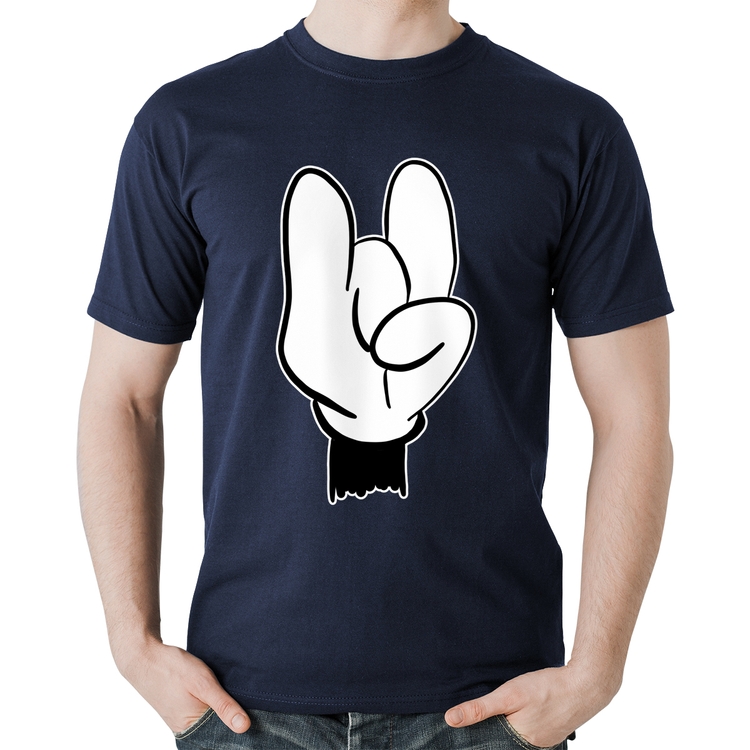 Camiseta Algodão Rock Hand - Marinho
