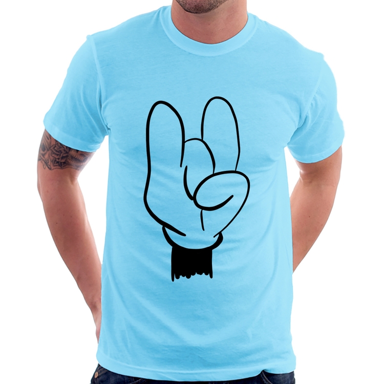 Camiseta Rock Hand - Azul Bebê