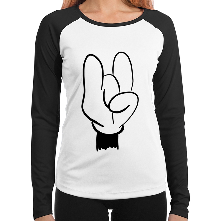 Baby Look Raglan Rock Hand Manga Longa