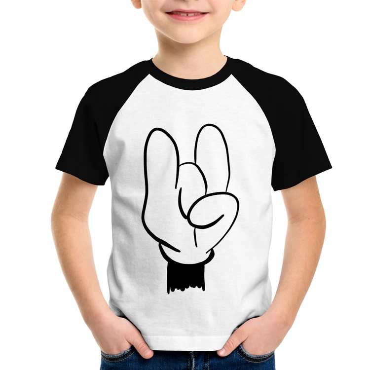 Camiseta Raglan Infantil Rock Hand