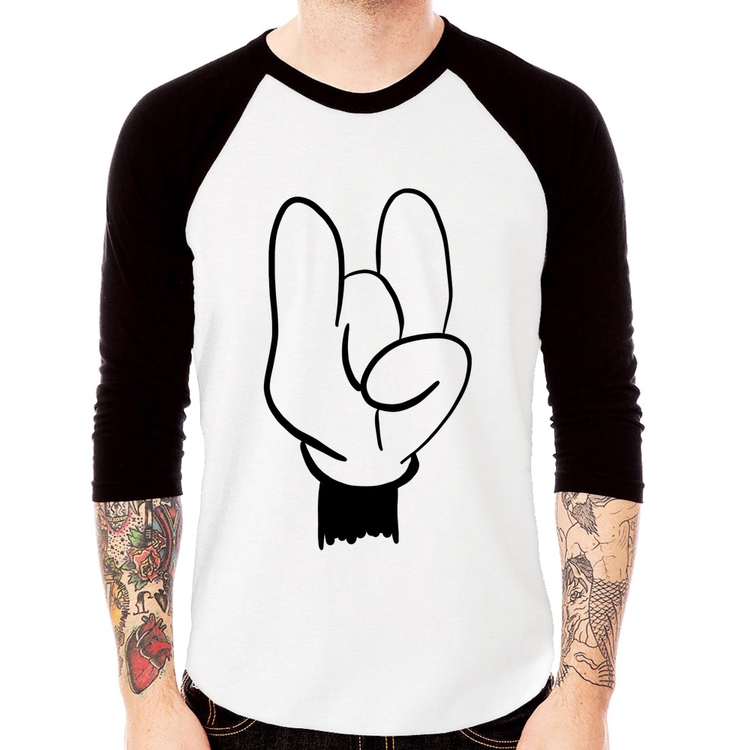 Camiseta Raglan Rock Hand Manga 3/4