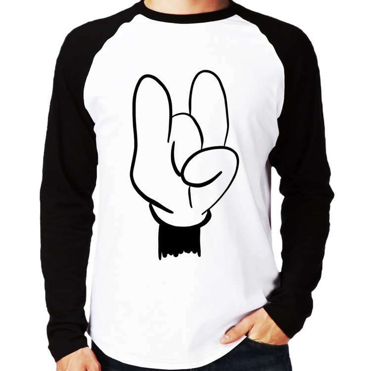 Camiseta Raglan Rock Hand Manga Longa