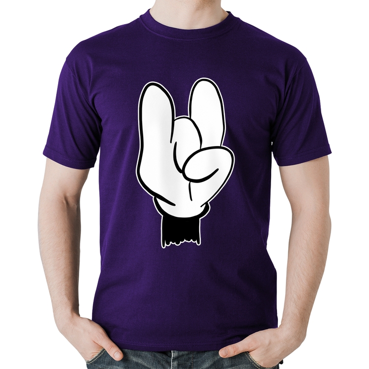 Camiseta Algodão Rock Hand - Roxa