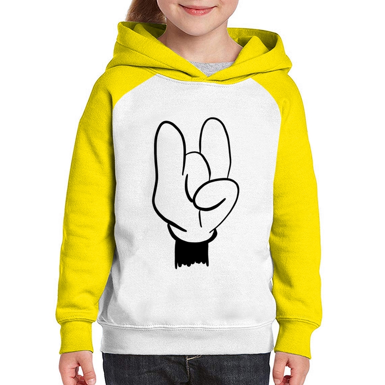 Moletom Infantil Rock Hand - Branco/Amarelo