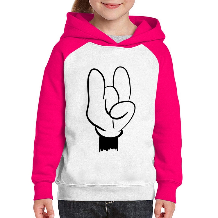 Moletom Infantil Rock Hand - Branco/Rosa