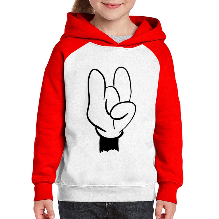 Moletom Infantil Rock Hand - Branco/Vermelho