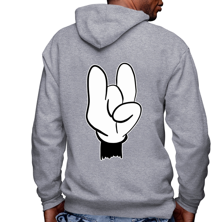 Blusa Moletom Rock Hand Masculina com Capuz e Zíper - Mescla