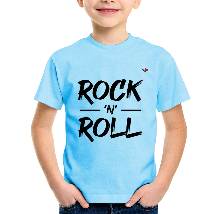 Camiseta Infantil Rock n Roll - Azul Bebê