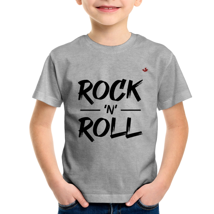 Camiseta Infantil Rock n Roll - Cinza