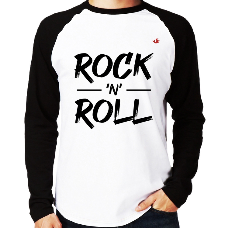 Camiseta Raglan Rock n Roll Manga Longa