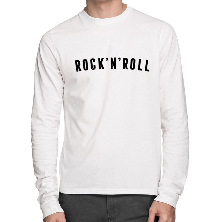 Camiseta Algodão Rock 'n' Roll Manga Longa - Branca