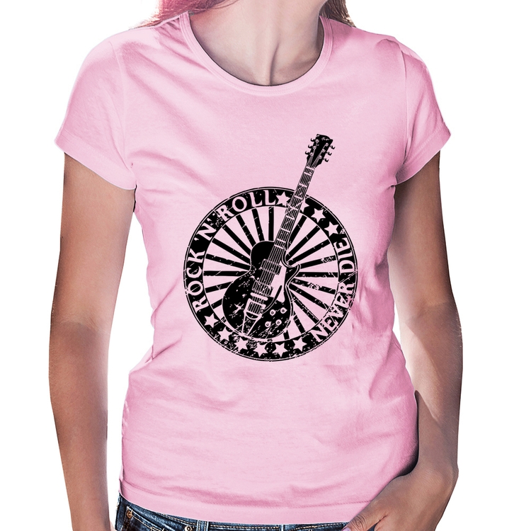 Baby Look Rock n Roll Never Die Guitarra - Rosa Bebê