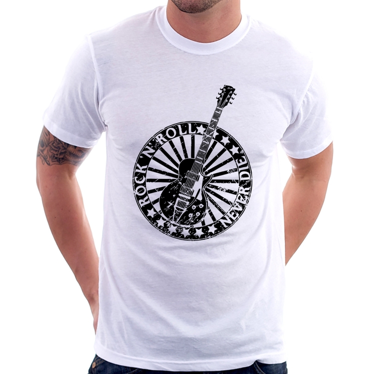 Camiseta Rock n Roll Never Die Guitarra