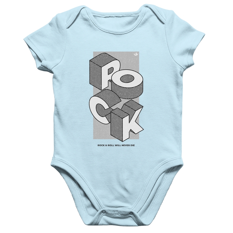 Body Bebê Algodão Rock & Roll will never die - Azul Bebê