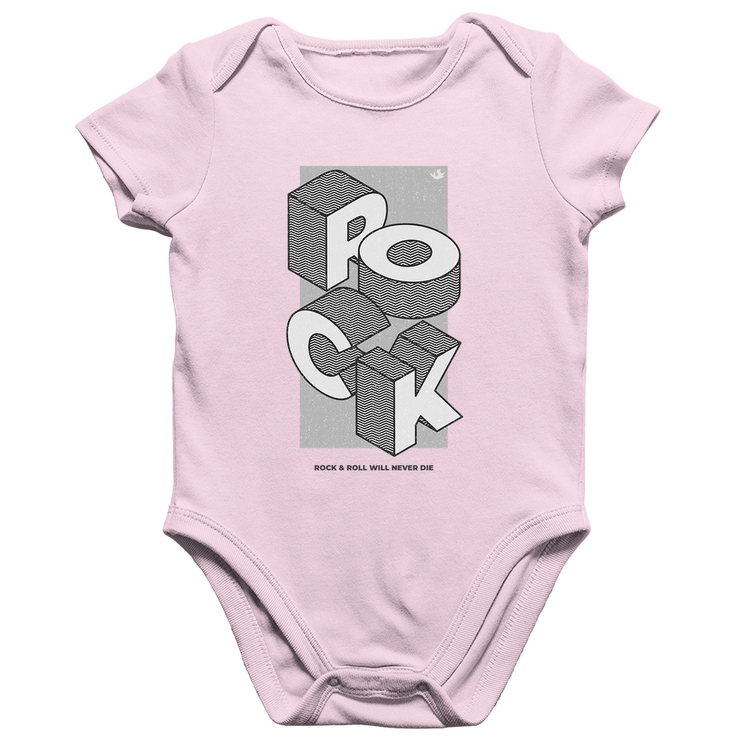 Body Bebê Algodão Rock & Roll will never die - Rosa Bebê