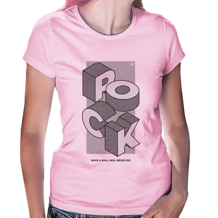 Baby Look Rock & Roll will never die - Rosa Bebê